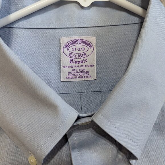 Brooks Brothers Button-Down Shirt Mens size 17-2/3 Blue Oxford - Picture 5 of 6